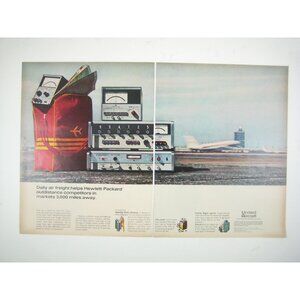 Vintage 1960s Hewlett-Packard United Aircraft Print Ad 2 Pg Jet Airline Tarmack